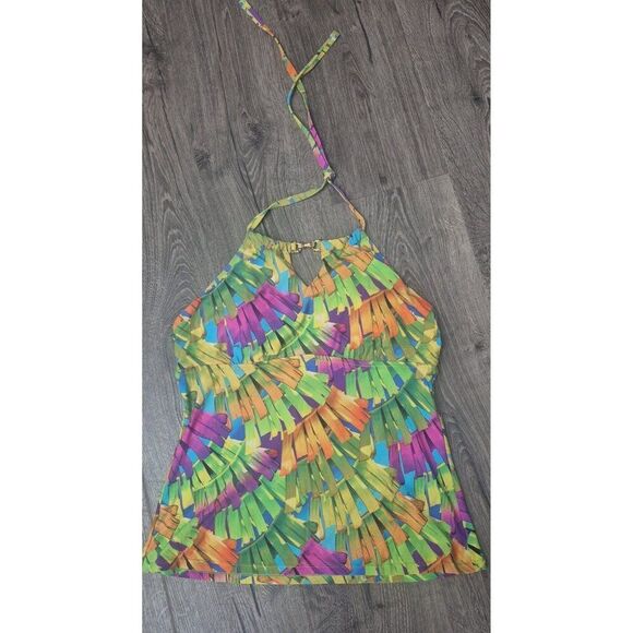 Trina Turk Swimsuit Hawaiian Haulter Top Women's Size 12 - Picture 1 of 3